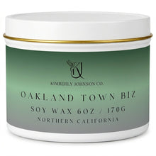 Load image into Gallery viewer, White Oakland Town Biz Travel Tin Candle